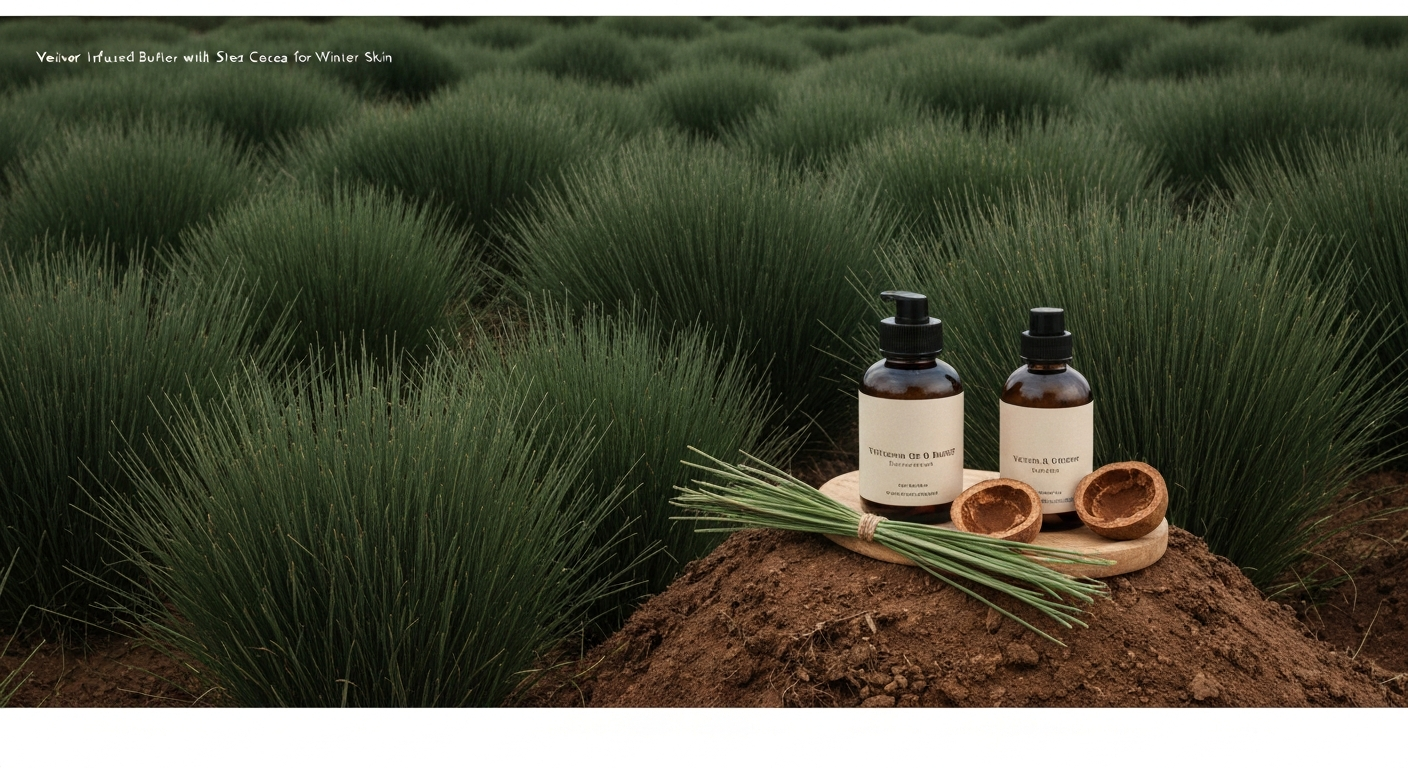 Vetiver Infused Body Butter with Shea and Cocoa for Winter Skin